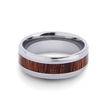 Hawaiian Koa Wood Titanium Ring - Cove - Komo Koa - Woodsman Jewelry