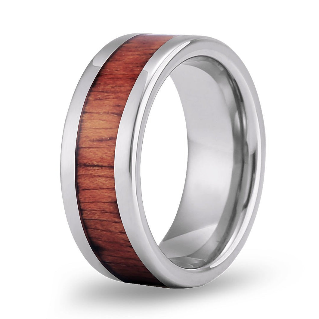 Hawaiian Koa Wood Tungsten Ring - Classic - Komo Koa - Woodsman Jewelry