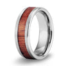 Hawaiian Koa Wood Tungsten Ring - Classic Brushed - Komo Koa - Woodsman Jewelry