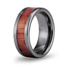 Hawaiian Koa Wood Tungsten Ring - Classic Gunmetal - Komo Koa - Woodsman Jewelry