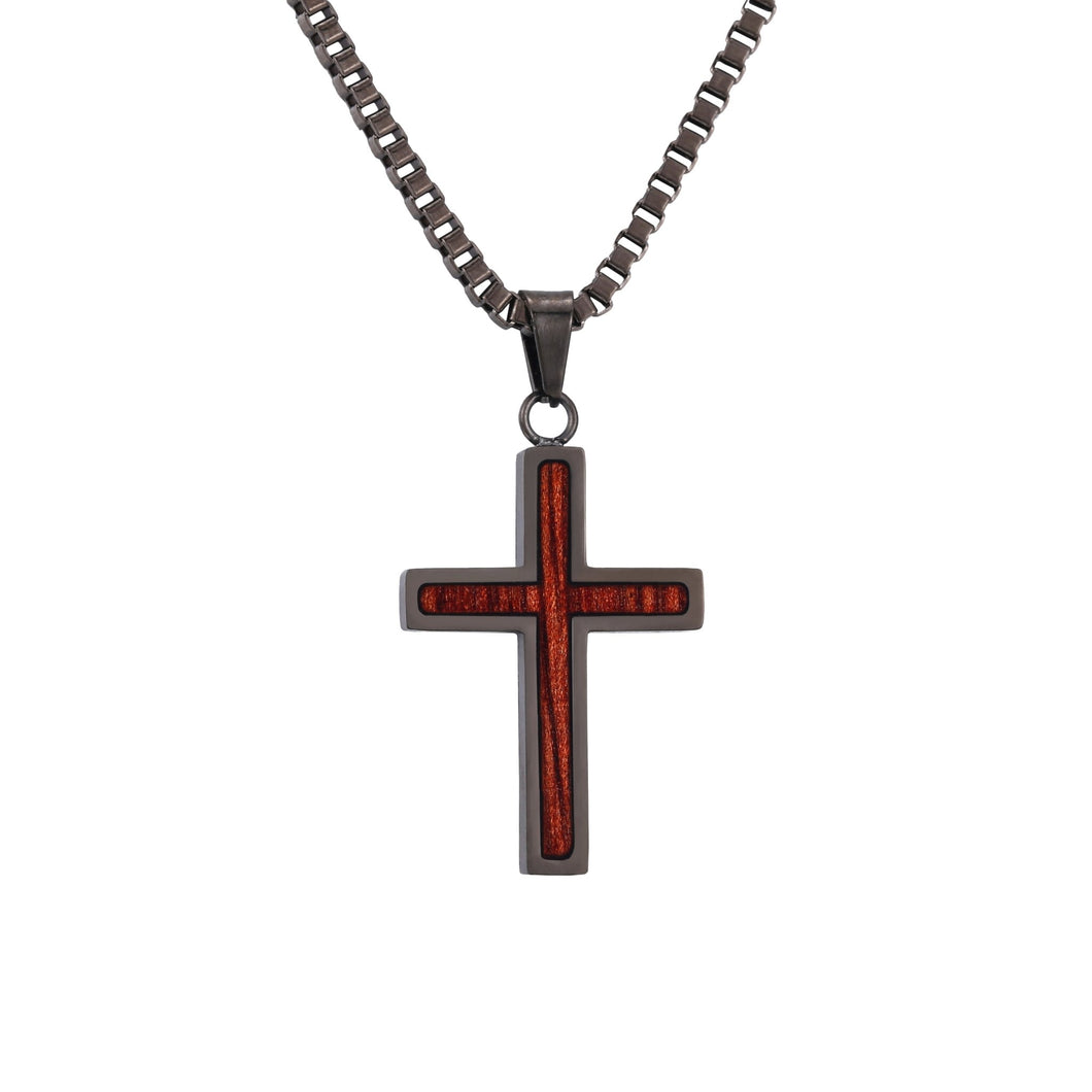Jarrah Cross Necklace - Gunmetal - Tyalla - Woodsman Jewelry