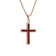 Load image into Gallery viewer, Jarrah Cross Necklace - Rose Gold - Tyalla - Woodsman Jewelry
