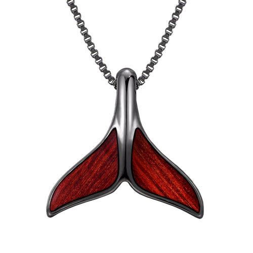 Jarrah Whale Tail Necklace - Gunmetal - Tyalla - Woodsman Jewelry