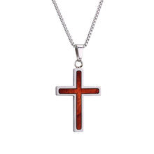 Load image into Gallery viewer, Redwood Cross Necklace - Sequoia - Woodsman Jewelry
