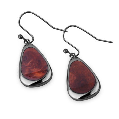Redwood Drop Earrings - Gunmetal - Sequoia - Woodsman Jewelry