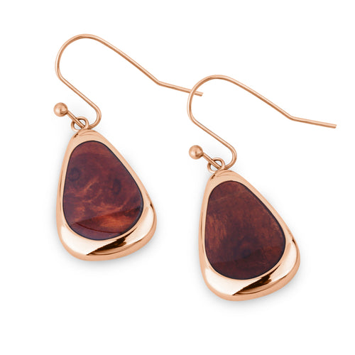 Redwood Drop Earrings - Rose Gold - Sequoia - Woodsman Jewelry