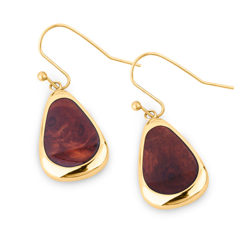 Redwood Drop Earrings - Yellow Gold - Sequoia - Woodsman Jewelry