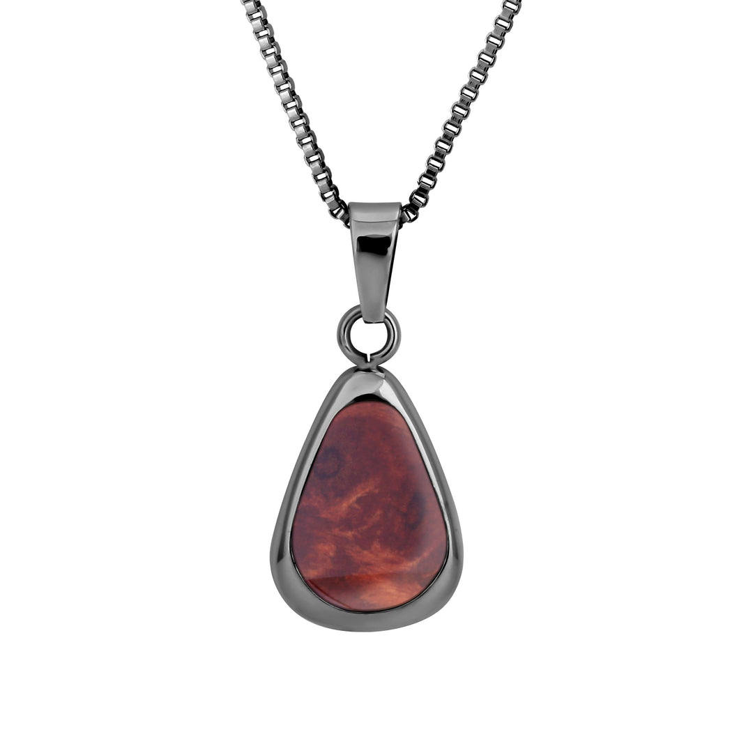 Redwood Drop Necklace - Gunmetal - Sequoia - Woodsman Jewelry