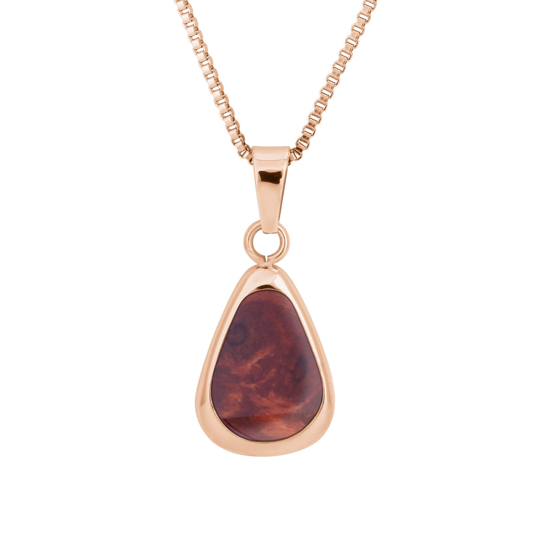 Redwood Drop Necklace - Rose Gold - Sequoia - Woodsman Jewelry