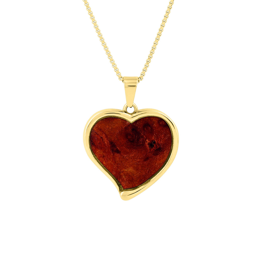 Redwood Heart Necklace - Yellow Gold - Sequoia - Woodsman Jewelry