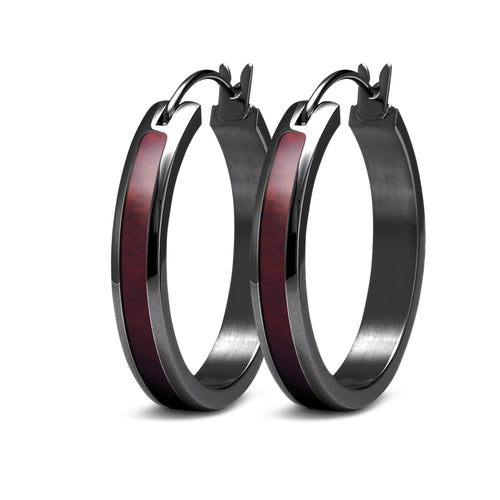 Redwood Hoop Earrings - Gunmetal - Sequoia - Woodsman Jewelry