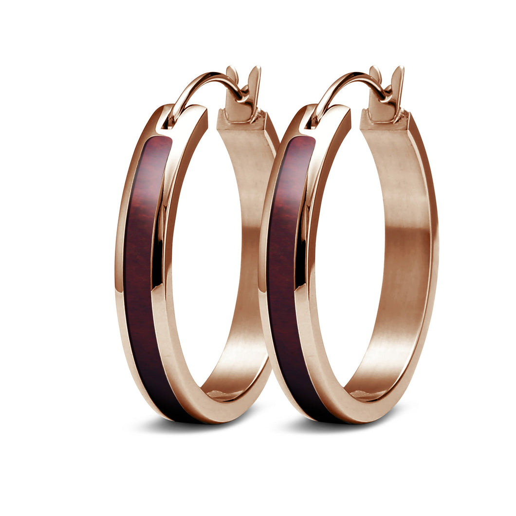 Redwood Hoop Earrings - Rose Gold - Sequoia - Woodsman Jewelry