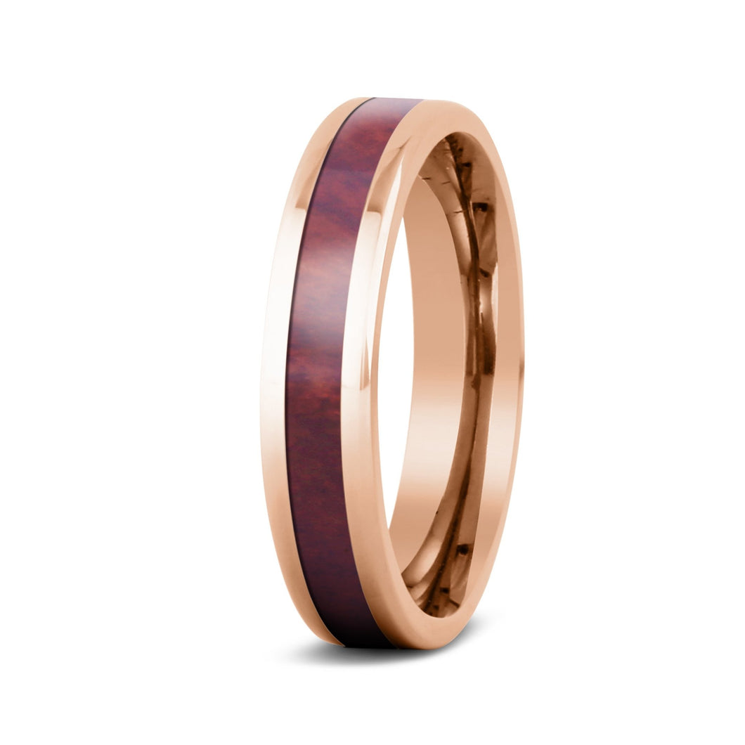 Redwood Thin Tungsten Ring - Rose Gold - Sequoia - Woodsman Jewelry