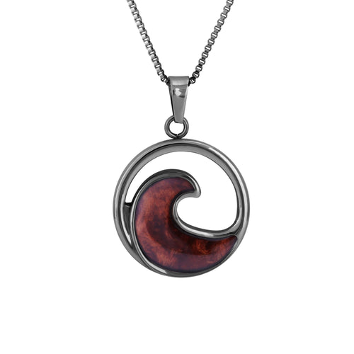 Redwood Wave Necklace - Gunmetal - Sequoia - Woodsman Jewelry