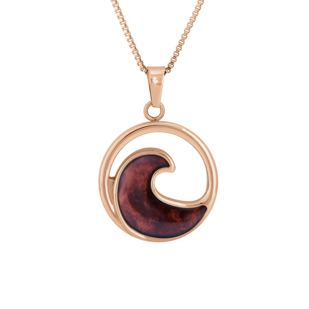 Redwood Wave Necklace - Rose Gold - Sequoia - Woodsman Jewelry
