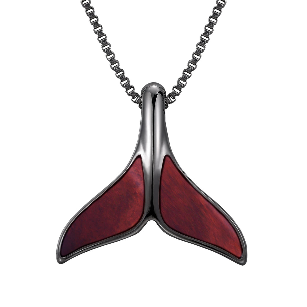 Redwood Whale Tail Necklace - Gunmetal - Sequoia - Woodsman Jewelry